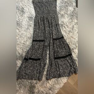 Angie Black & White Paisley Strapless Jumpsuit